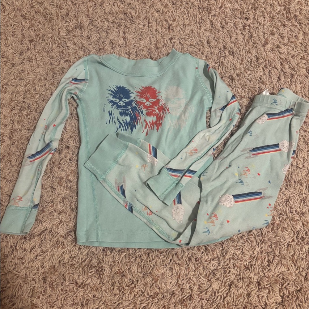 Hanna Andersson Star Wars Light Aqua Chewbacca Graphic Kids Pajama Set Size 4